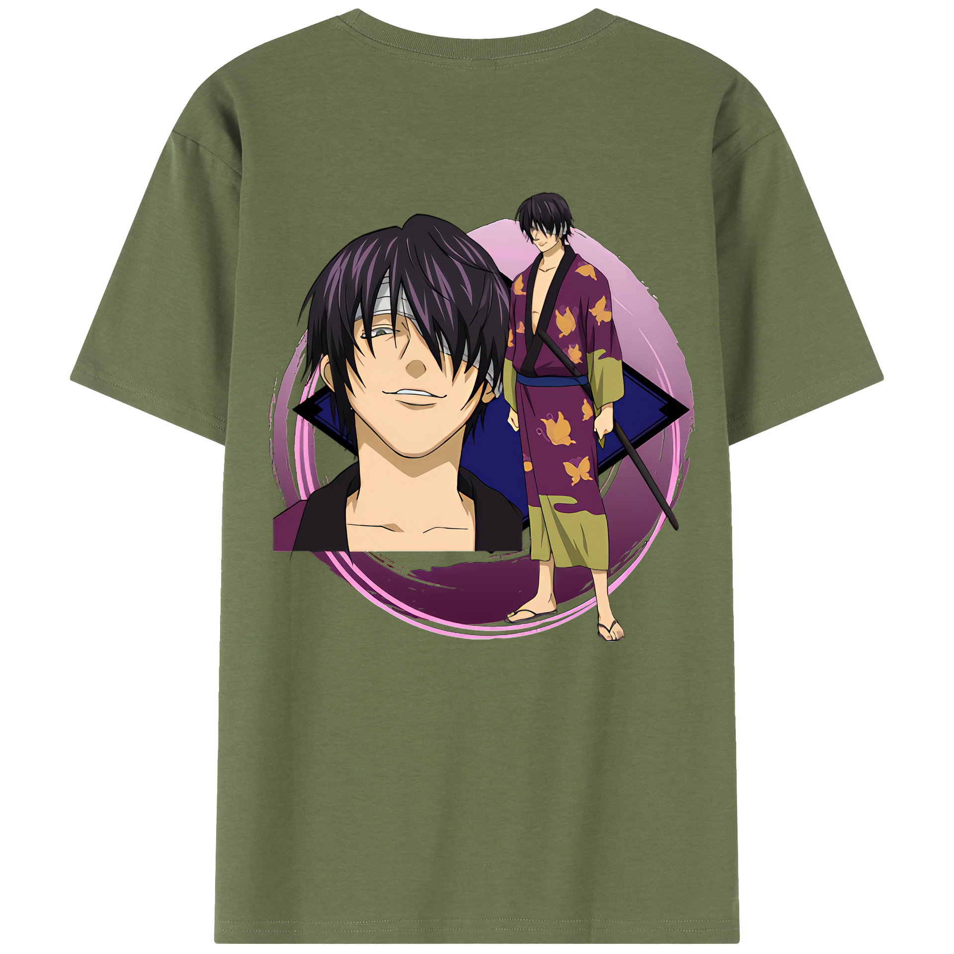 （画像用） ぎんたま 坂田銀時（さかたぎんとき） 神楽 志村新八（しむら しんぱち） GINTAMA Sakata Gintoki Kagura Shimura Shinpachi 綿100％半袖Tシャツ（背面プリント）